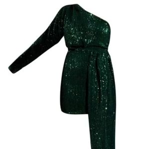 Elegant Emerald Green Sequins Dress